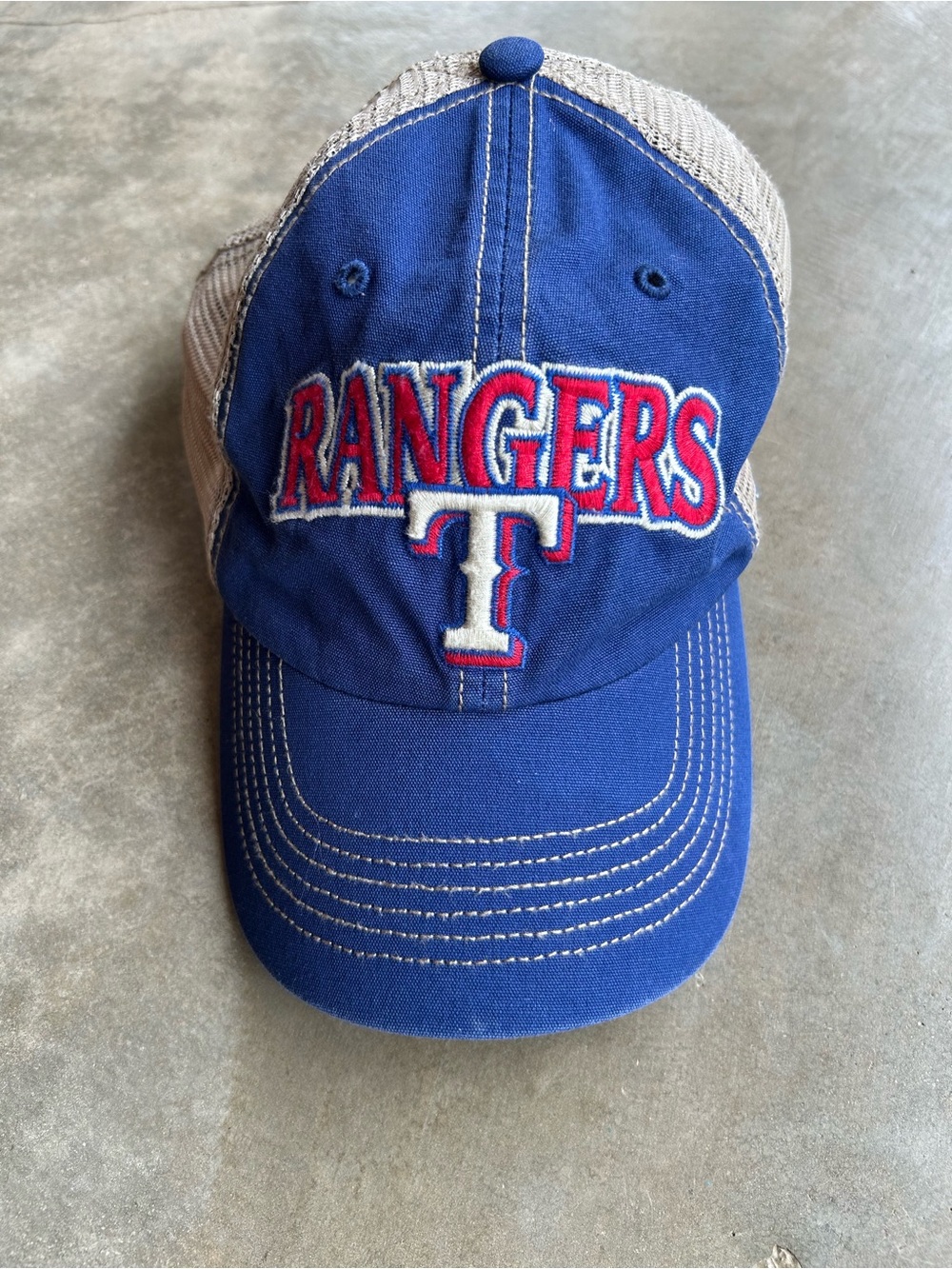 Rangers 47 Embroidered Blue & White Mesh Baseball Cap
